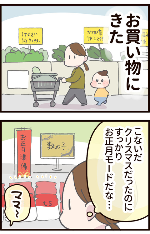 年末のスーパーにお買い物にきた